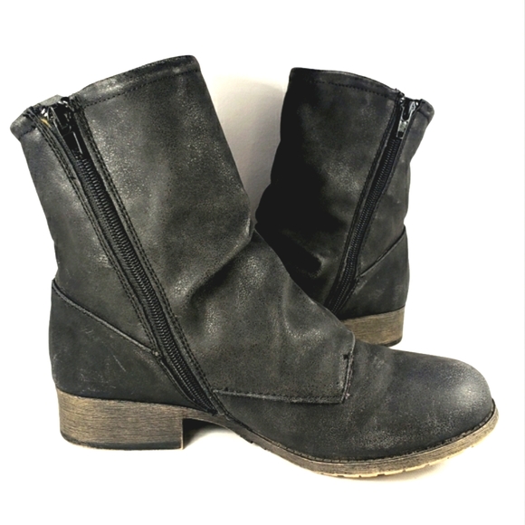 Jelly Pop Ivey  Black Vegan Leather, Double Buckle, Double Zip Bootie. Wmn 8M - Picture 8 of 12